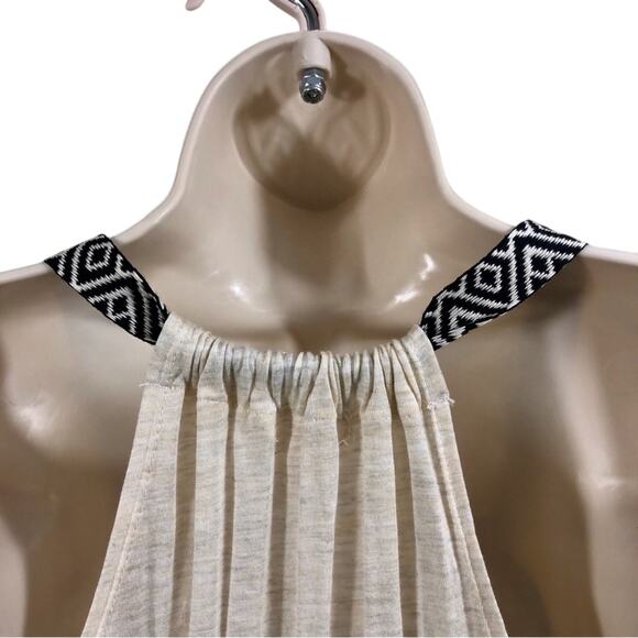 Rewind Tribal Print Macrame Tank Top Orange Ombre Black Tribal Design V Neck - Picture 3 of 16